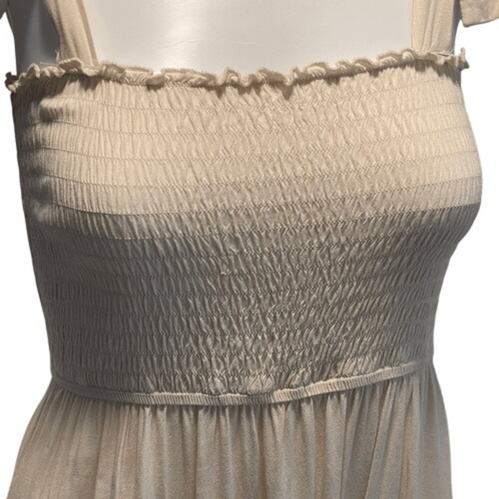 Signify Smocked Colorblock Maxi Dress Tie Straps Coral‎ Beige Size M - Picture 3 of 10